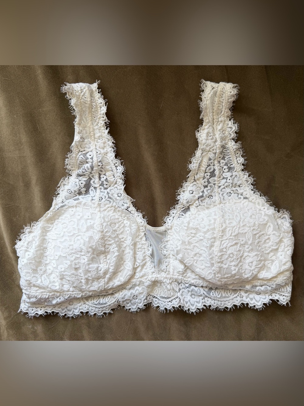 aerie White Floral Lace Bralette